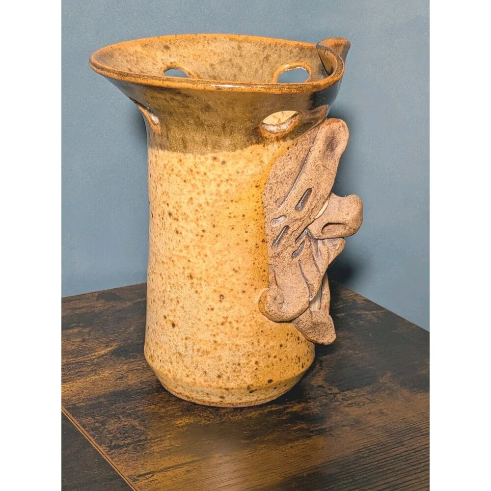 Vtg Baalbergen Pottery Ugly Funny Face Pottery Cowboy Hanging Vase Holder Marked